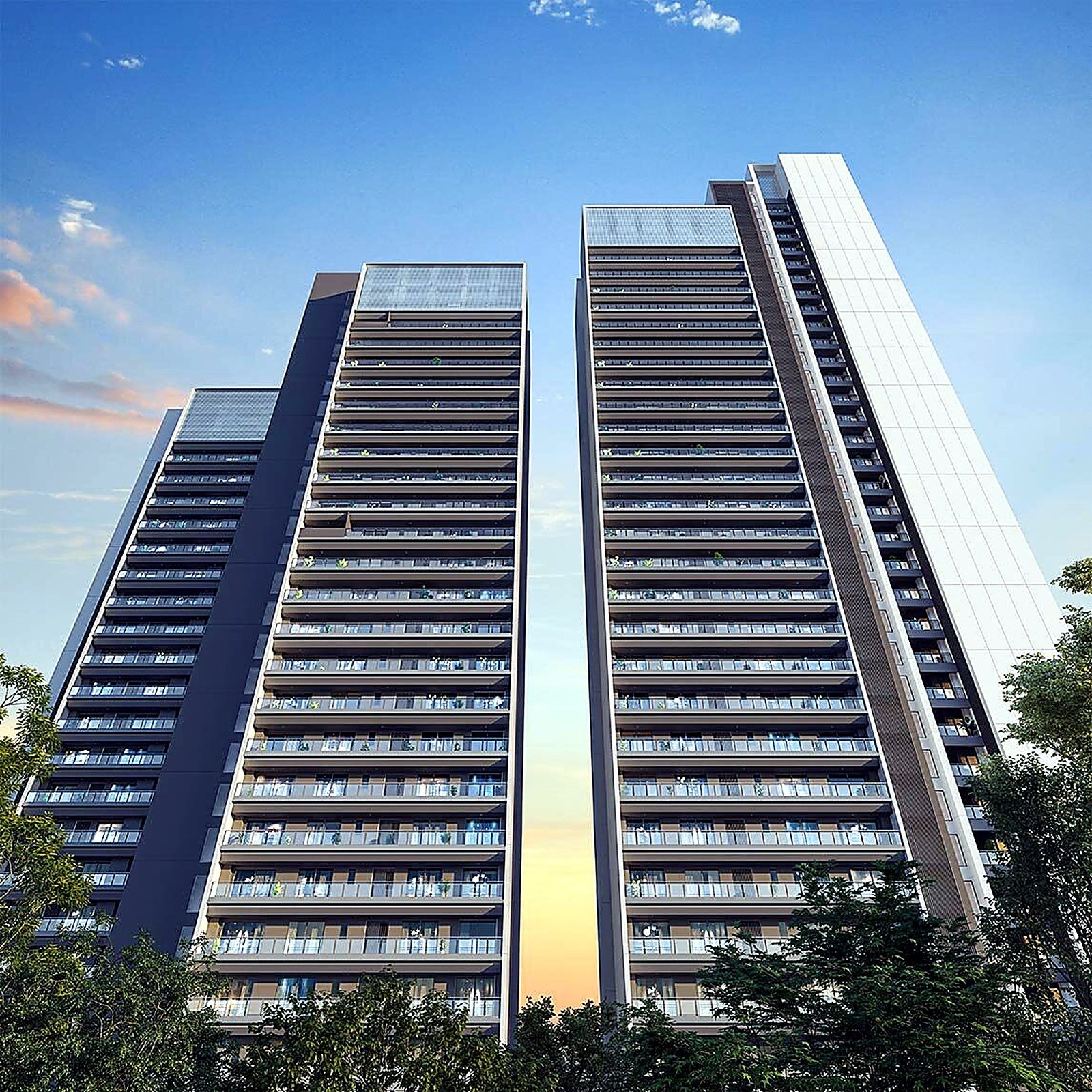 Godrej Astra ultra-luxury towers at twilight